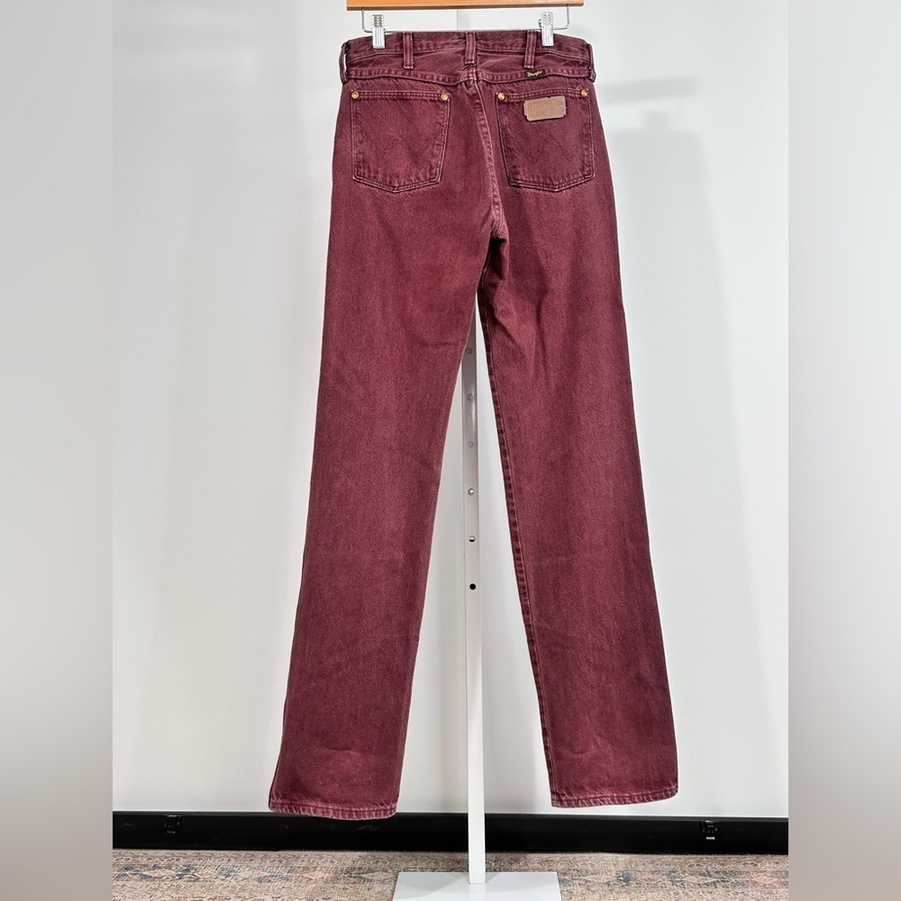 90’s Wrangler Vintage Burgundy Denim Jeans High Rise Straight Leg, USA 29x33